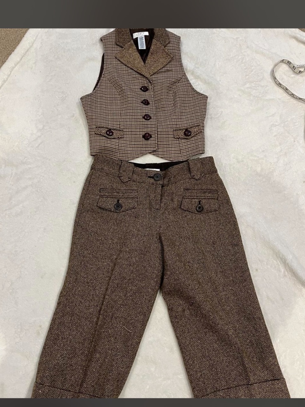 LOFT Brown Tweed Crop Pants and Vest set